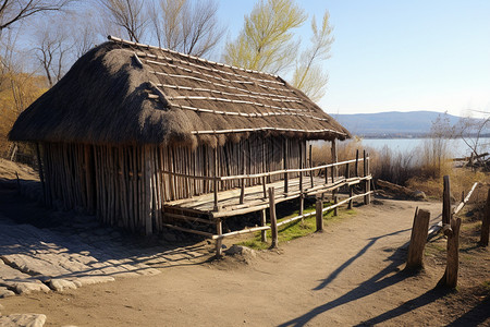 古代木屋背景图片