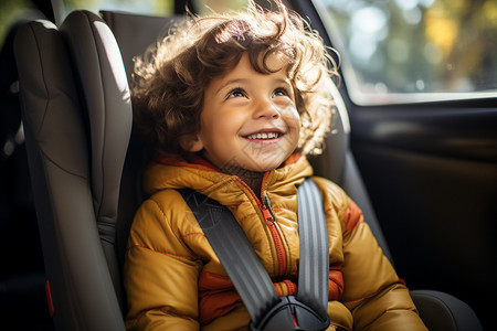 车内微笑的孩子图片