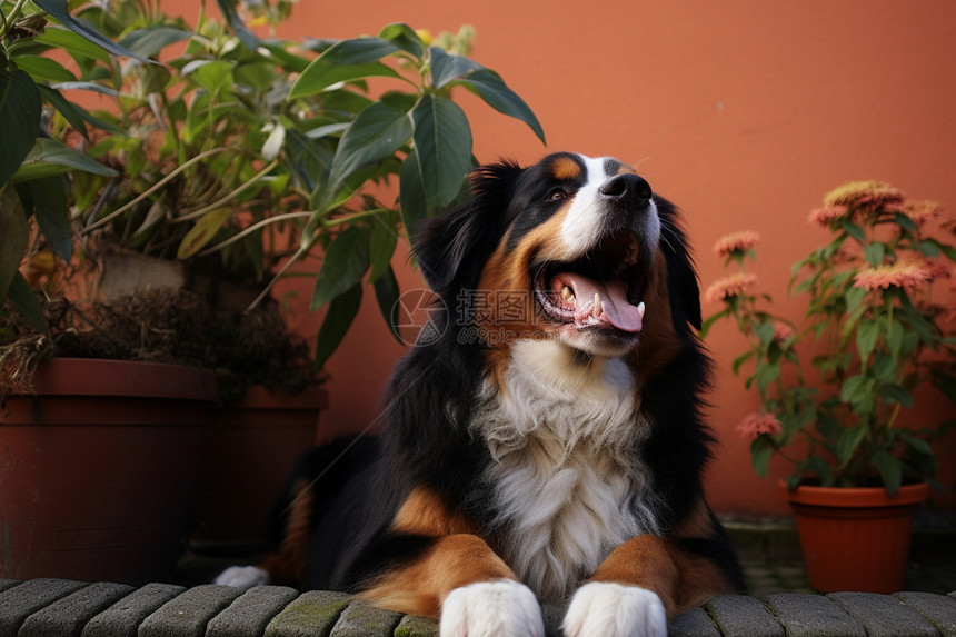 忠诚的白毛犬图片