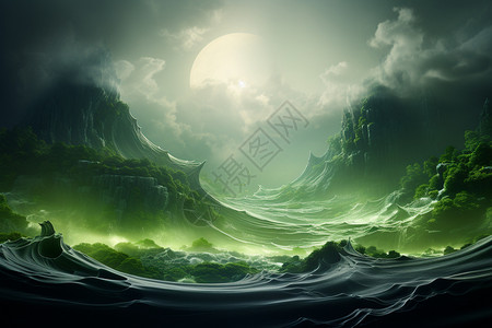 生机的绿色波浪图片
