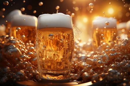 啤酒中的泡沫高清图片