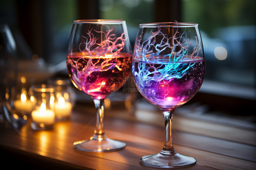 玻璃杯中鲜红的美酒图片