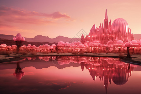 沙漠中的城堡幻想的美丽沙漠设计图片