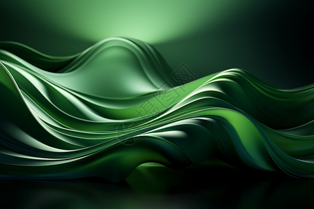 立体的绿色波浪壁纸图片