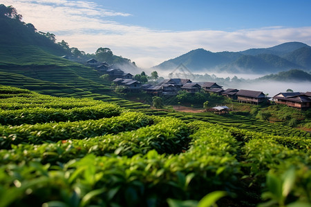 乡村田野的茶园图片