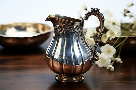 古复古花瓶金属质感的水壶背景