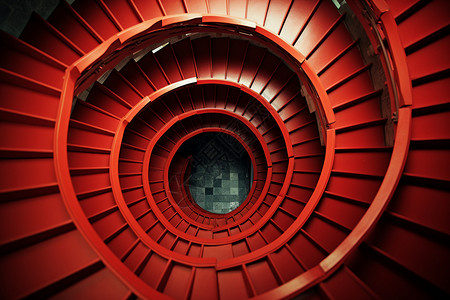 俯视楼梯红色螺旋背景