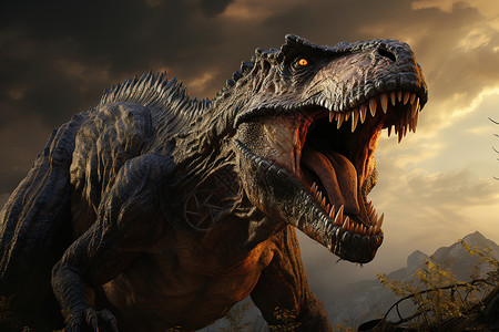 史前巨兽张大嘴巴大恐龙背景图片