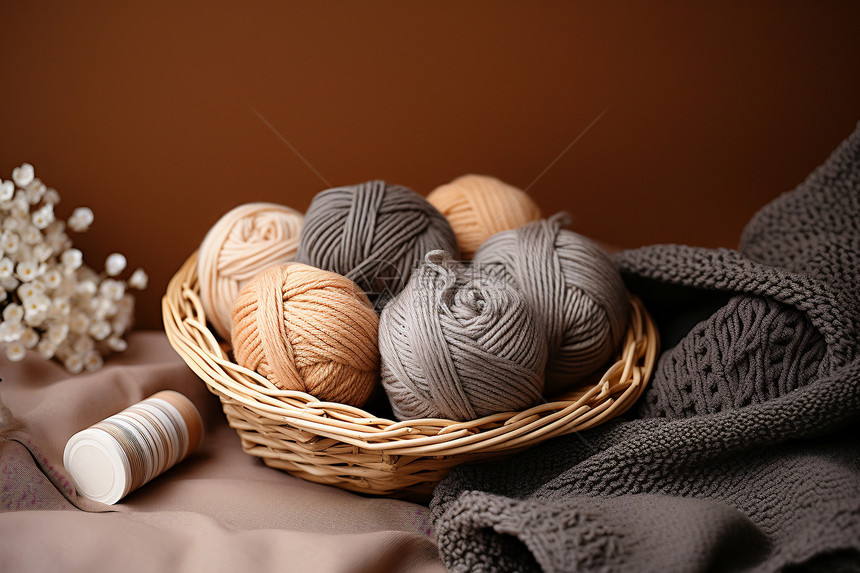 用于编织围巾的毛线球图片