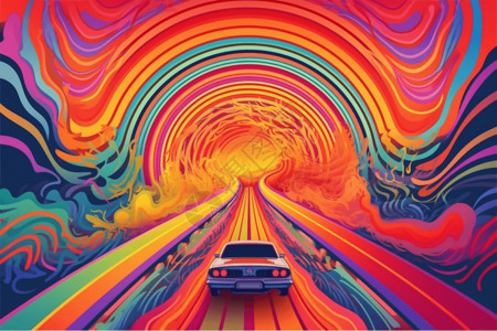 抽象的彩虹隧道背景图片