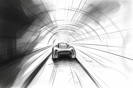 隧道里行驶的汽车图片