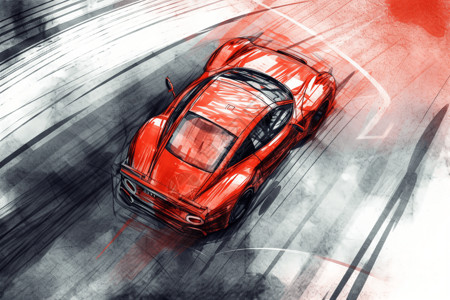 赛车跑道上的汽车草图图片