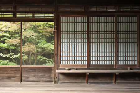 古老的日式住宅屏风图片