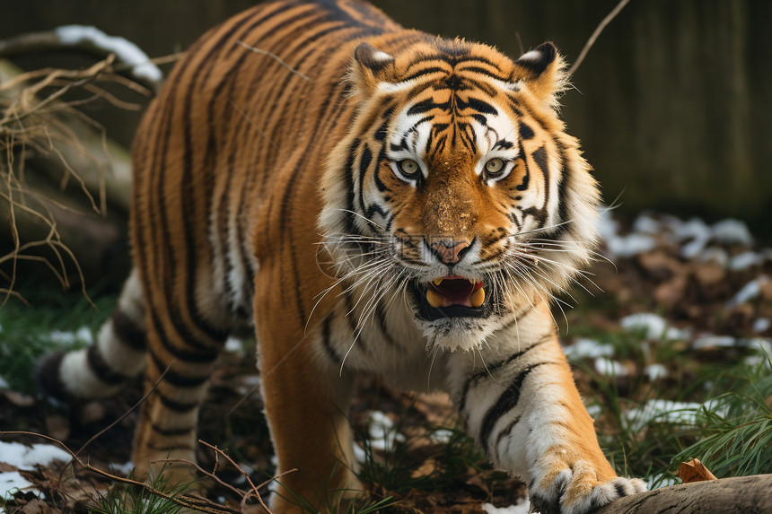 森林中危险的野生老虎图片