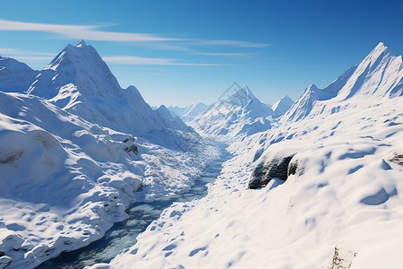 大雪覆盖的高山景观图片