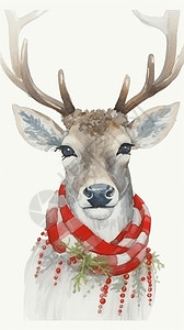 一只鹿戴着围巾背景图片