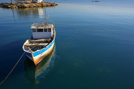 渔船行驶于意大利港口附近的海上高清图片