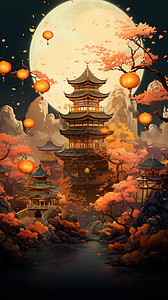 中秋节的圆月背景图片