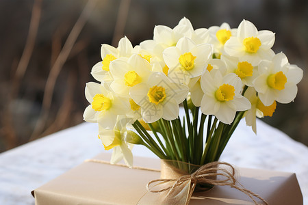 盛开的水仙花花束高清图片