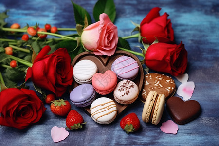 情人节的浪漫巧克力甜点背景图片