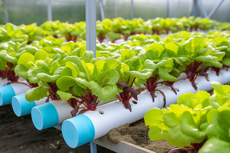 水培温室种植的绿色蔬菜图片