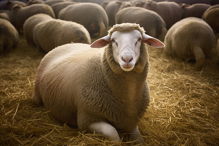 农村养殖场中养殖的绵羊图片