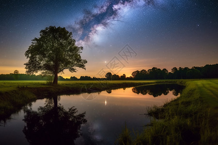 夏夜星空星空下的夏夜奇景背景