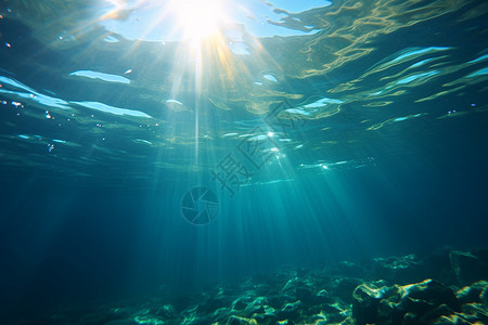 世界海洋日素材海底光照背景