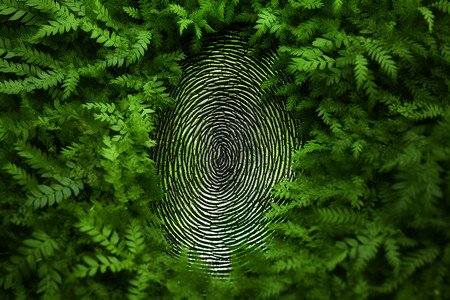 指纹树翠绿的植物螺旋图案背景