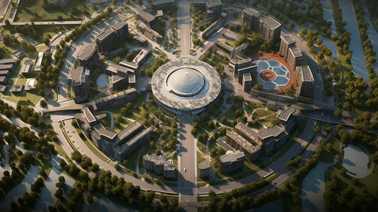 未来城市概念设计鸟瞰图背景图片