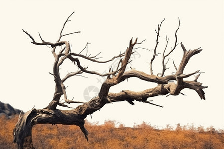 孤独枯老的树枝高清图片
