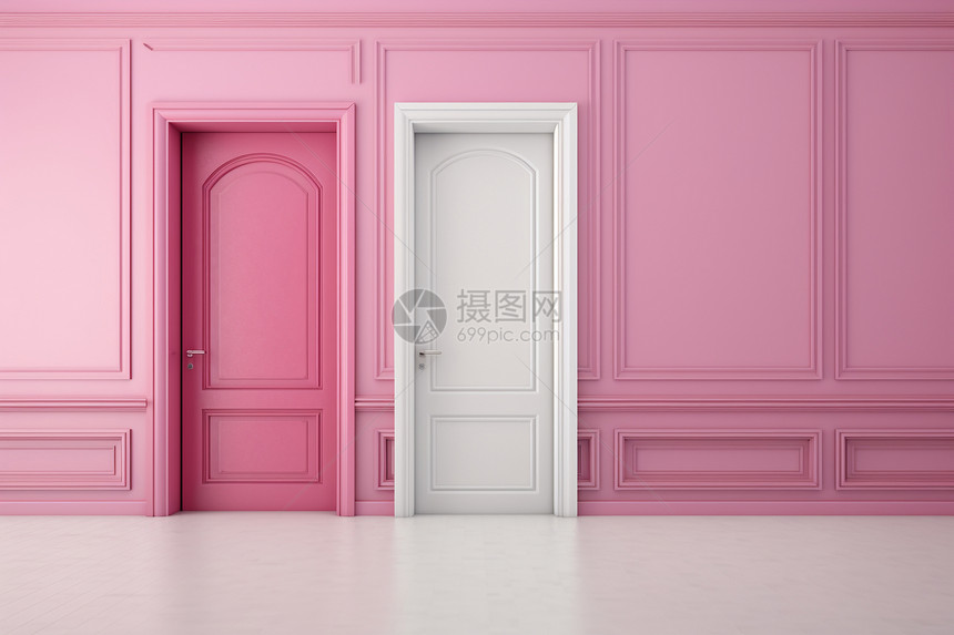 房间粉色的墙壁图片
