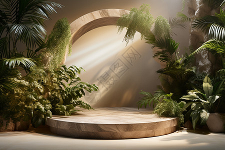 棕榈滩棕榈绿洲的简约展台设计图片