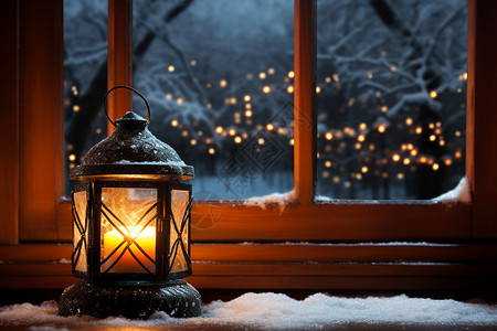 窗台的烛火背景图片