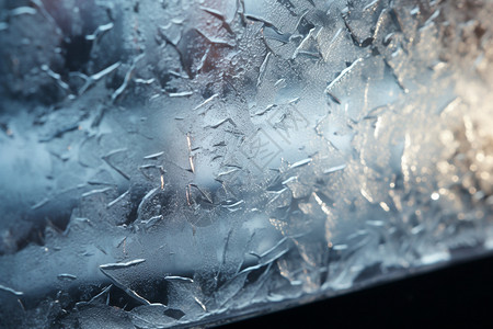 窗户结冰冬天的冰晶背景