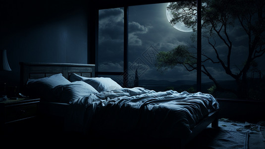 月光下的床图片
