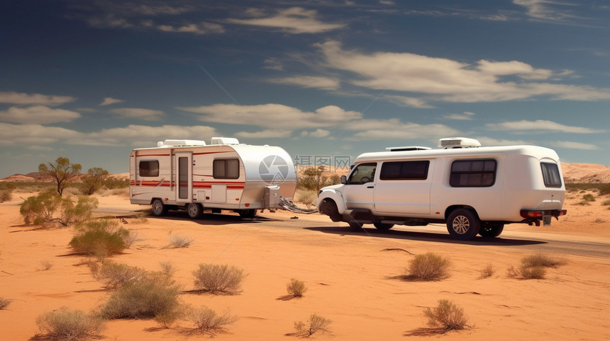 沙漠里的房车图片
