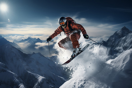 滑雪者做着漂亮的动作背景图片
