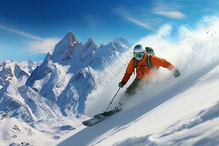 滑雪者在雪地上图片
