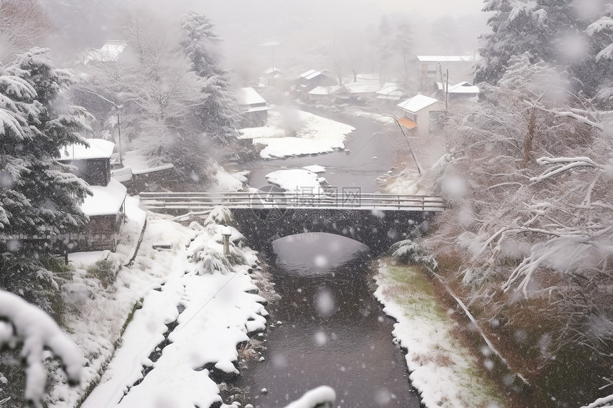 冰雪中的乡村图片