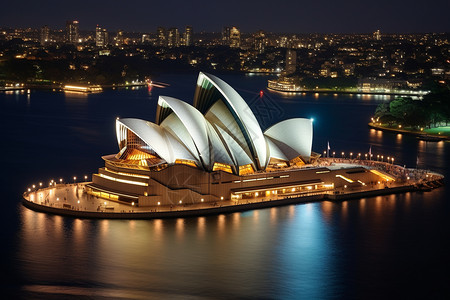 悉尼地标悉尼海港夜景背景