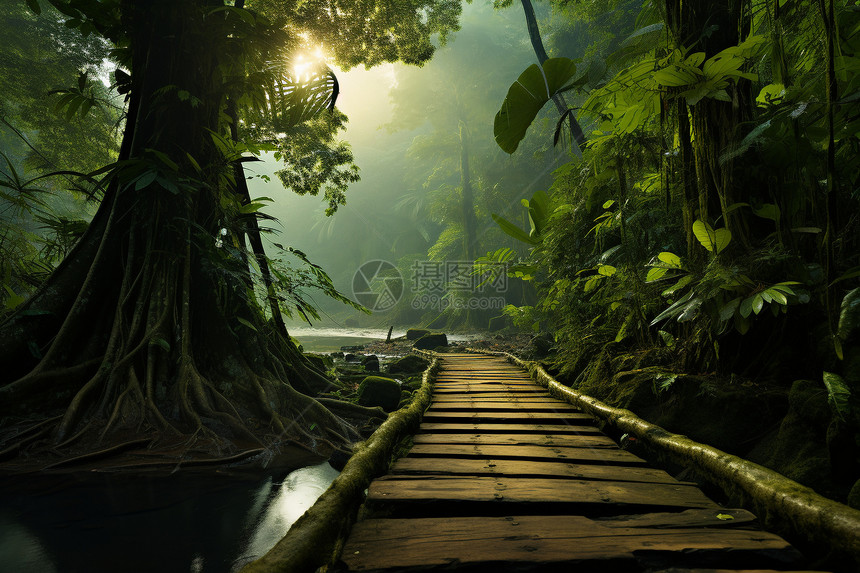 神秘的丛林桥图片