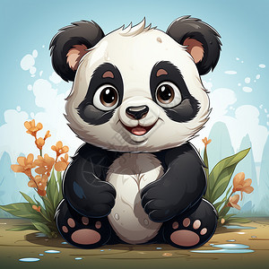 小巧的卡通熊猫背景图片