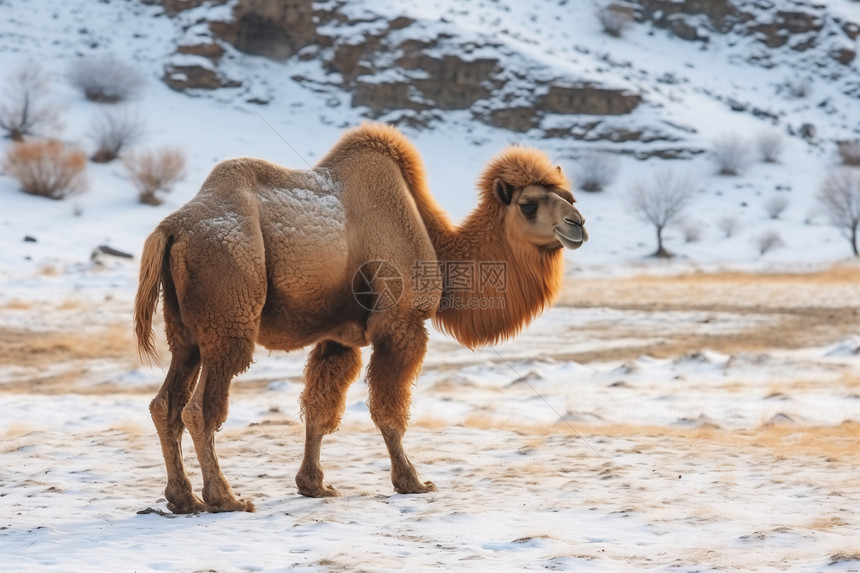 草原上的霜冻骆驼图片