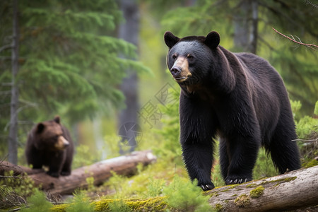 森林中的黑熊背景图片