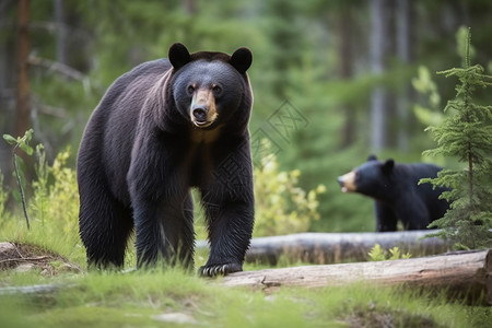 森林动物园公园中的巨大黑熊背景