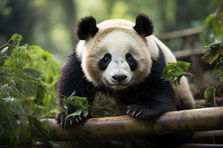 憨态可掬的熊猫动物园高清图片素材