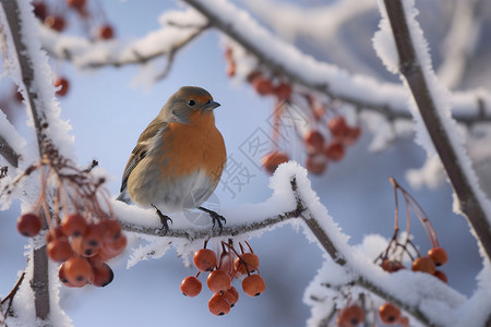冬季觅食的小鸟树上觅食的小鸟背景
