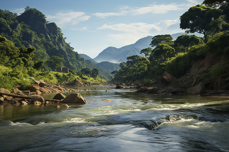 山谷的河流图片