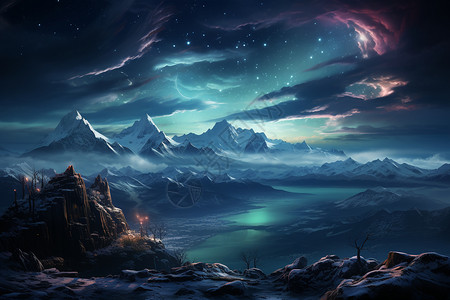 山脉夜景图片